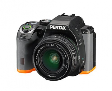 Pentax K-S2 Spiegelreflexkamera (20 Megapixel, 7,6 cm (3 Zoll) LCD-Display, Full-HD-Video, Wi-Fi, GPS, NFC, HDMI, USB 2.0) Kit inkl. 18-50mm WR-Objektiv schwarz/orange - 1